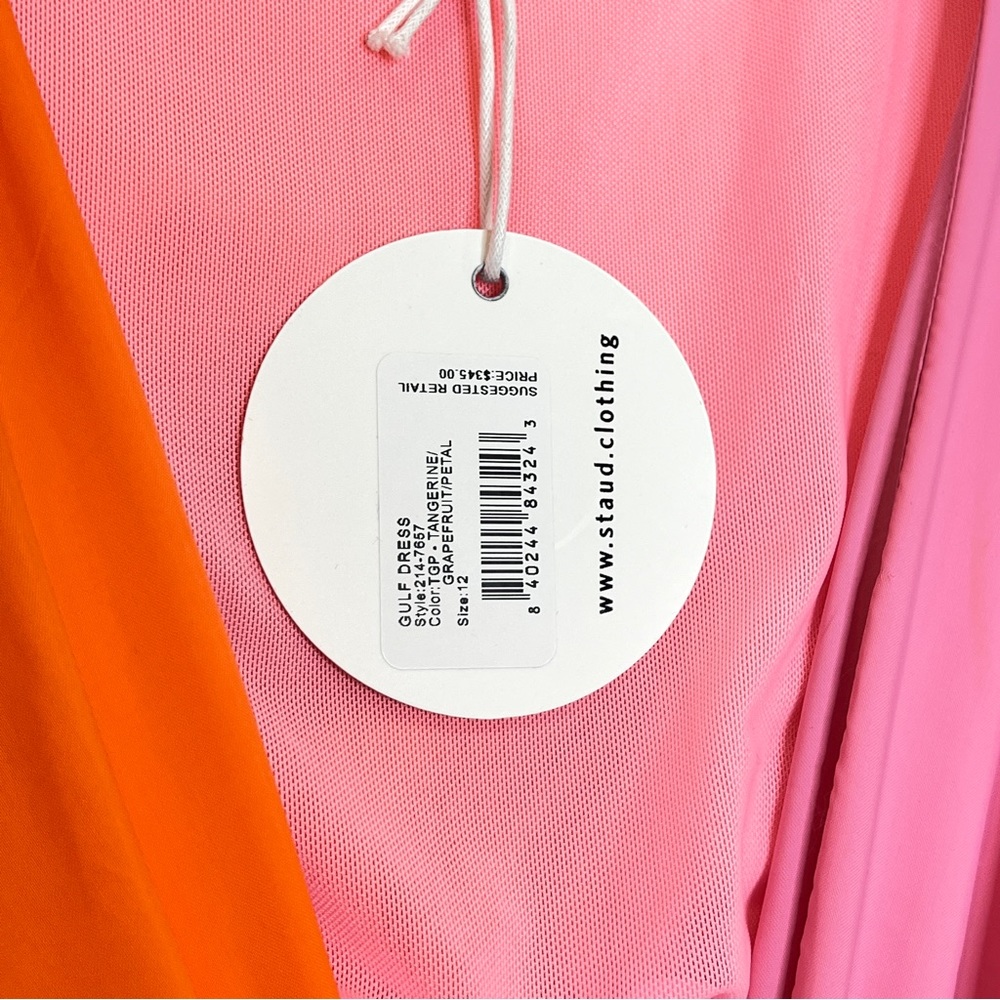 STAUD Gulf A-Line Cutout Dress Orange & Pink - Picture 12 of 14